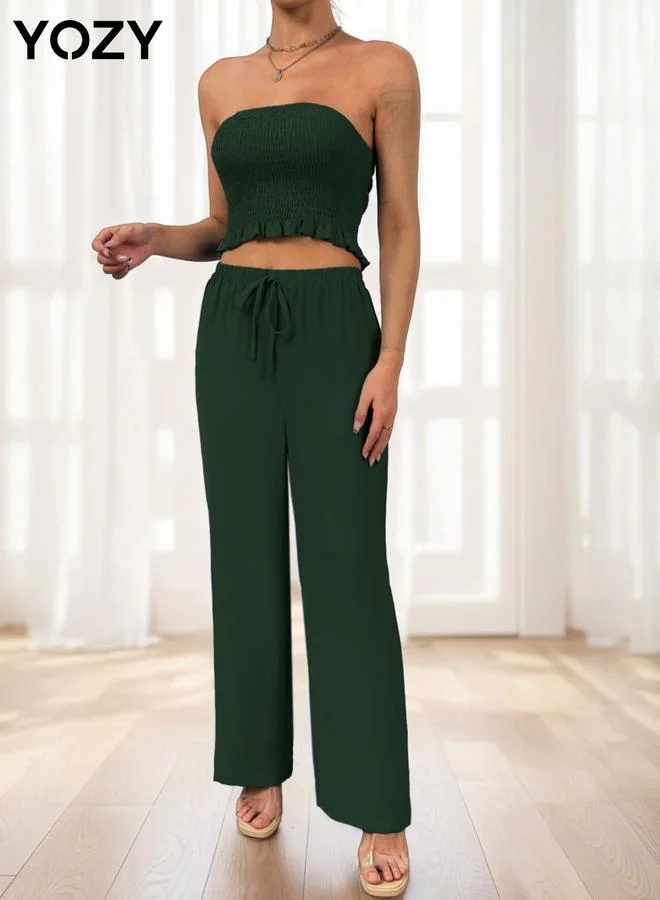 Take Two Pack of 3 - Bandeau Top, Short Sleeve Shirt and Pants Co-Ords